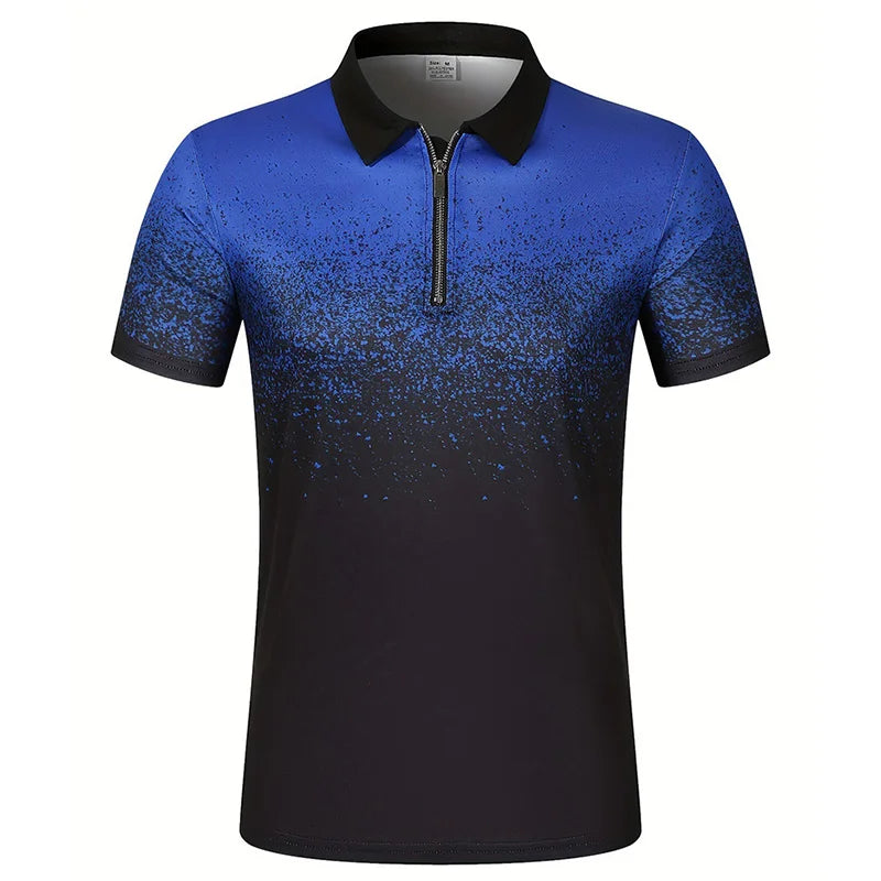 Camisa masculina polo listrada com estampa digital 3D manga curta