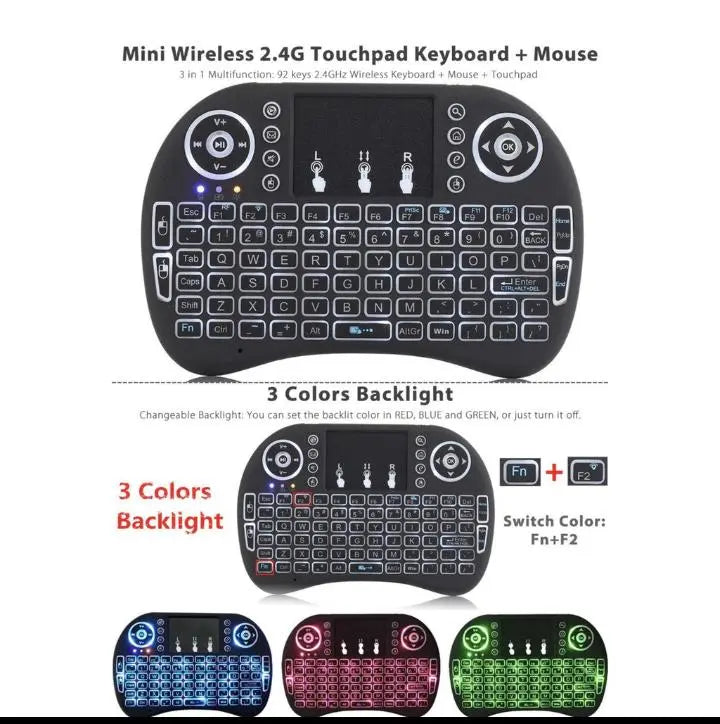 Mini Teclado Controle Sem Fio P/ Tv Smart Tv Box Pc Novo