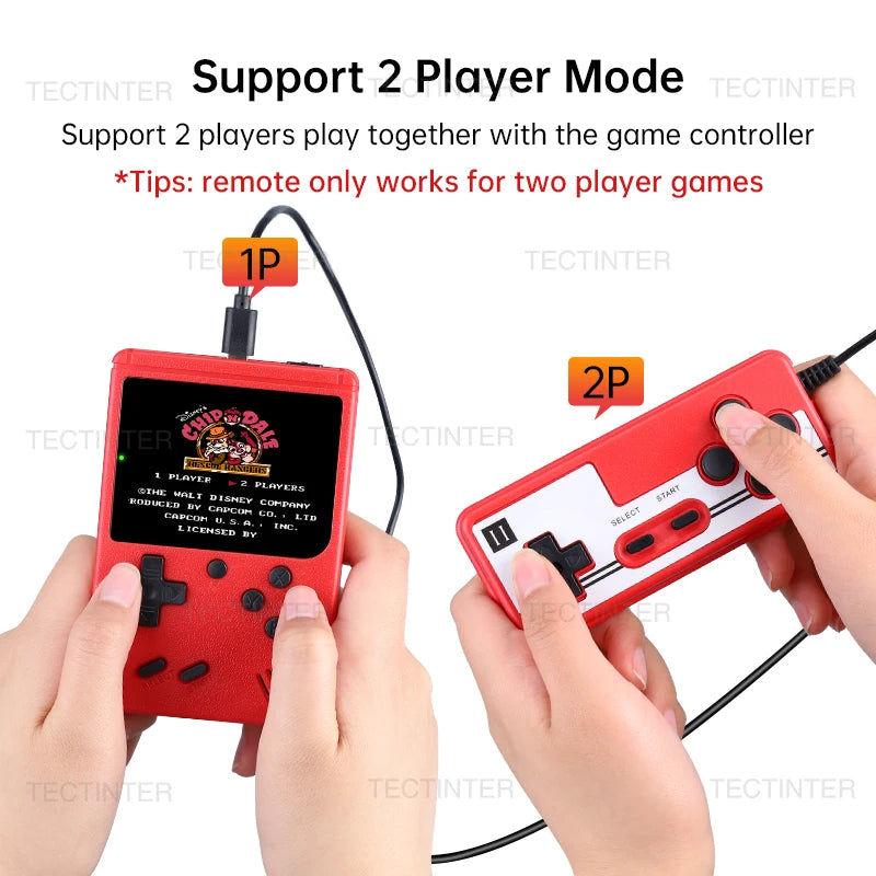 Console de Jogos Portátil Retro Mini de 8 Bits - Jogador de Jogos Portátil com 500 Jogos Integrados, Saída AV, Estilo Gameboy, Videojogos