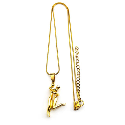 Couple Hugging Pendant Necklace For Women Men Stainless Steel Gold Color Hiphop Sports Love Chain Jewelry Valentine's Day Gift