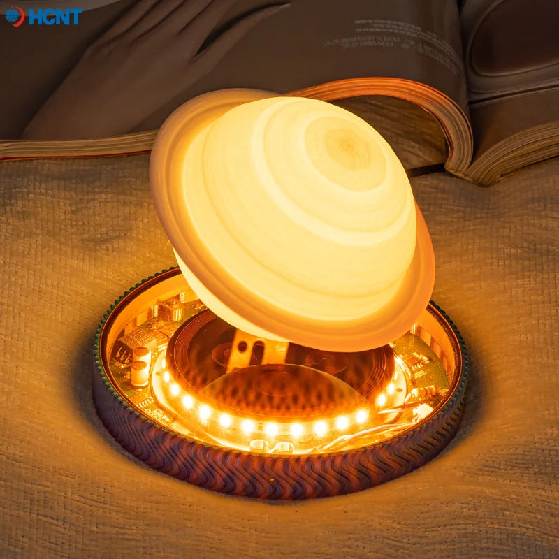 Luminária Saturno 3D Flutuante – Lâmpada de Levitação Magnética com Base Iluminada, Design Exclusivo para Decoração de Casa e Escritório