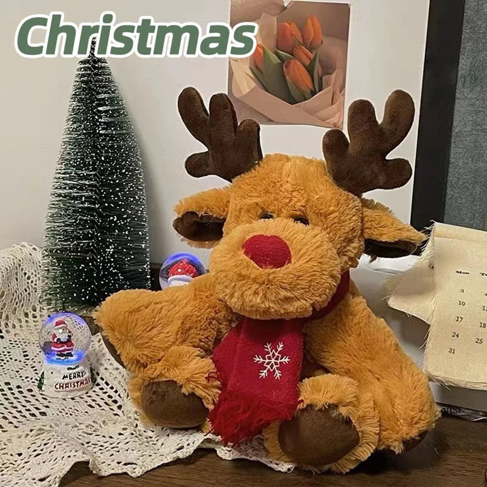 Boneco de Pelúcia Rena de Natal com Cachecol .