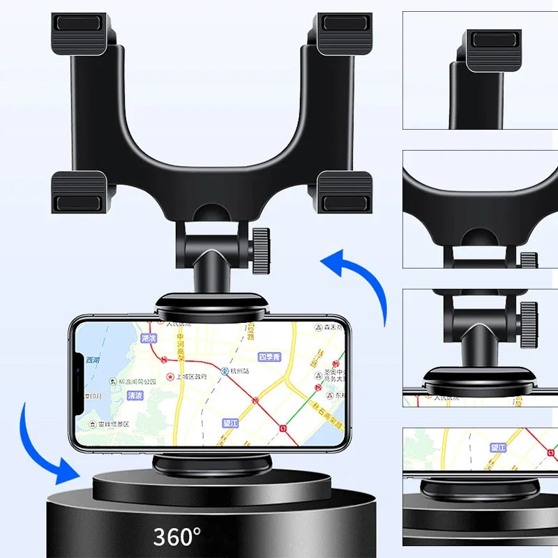Suporte celular veicular automático encaixado no retrovisor carro caminhão Gps 360°.