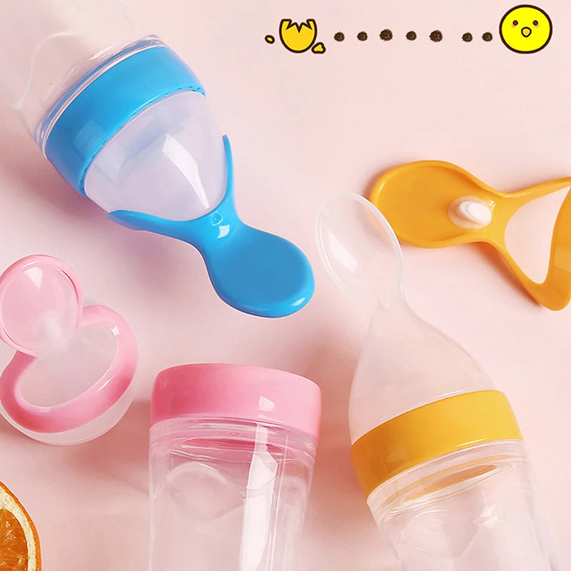 Mamadeira de silicone para treinamento de recém-nascidos, colher de cereal de arroz.