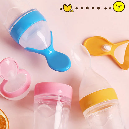 Mamadeira de silicone para treinamento de recém-nascidos, colher de cereal de arroz.