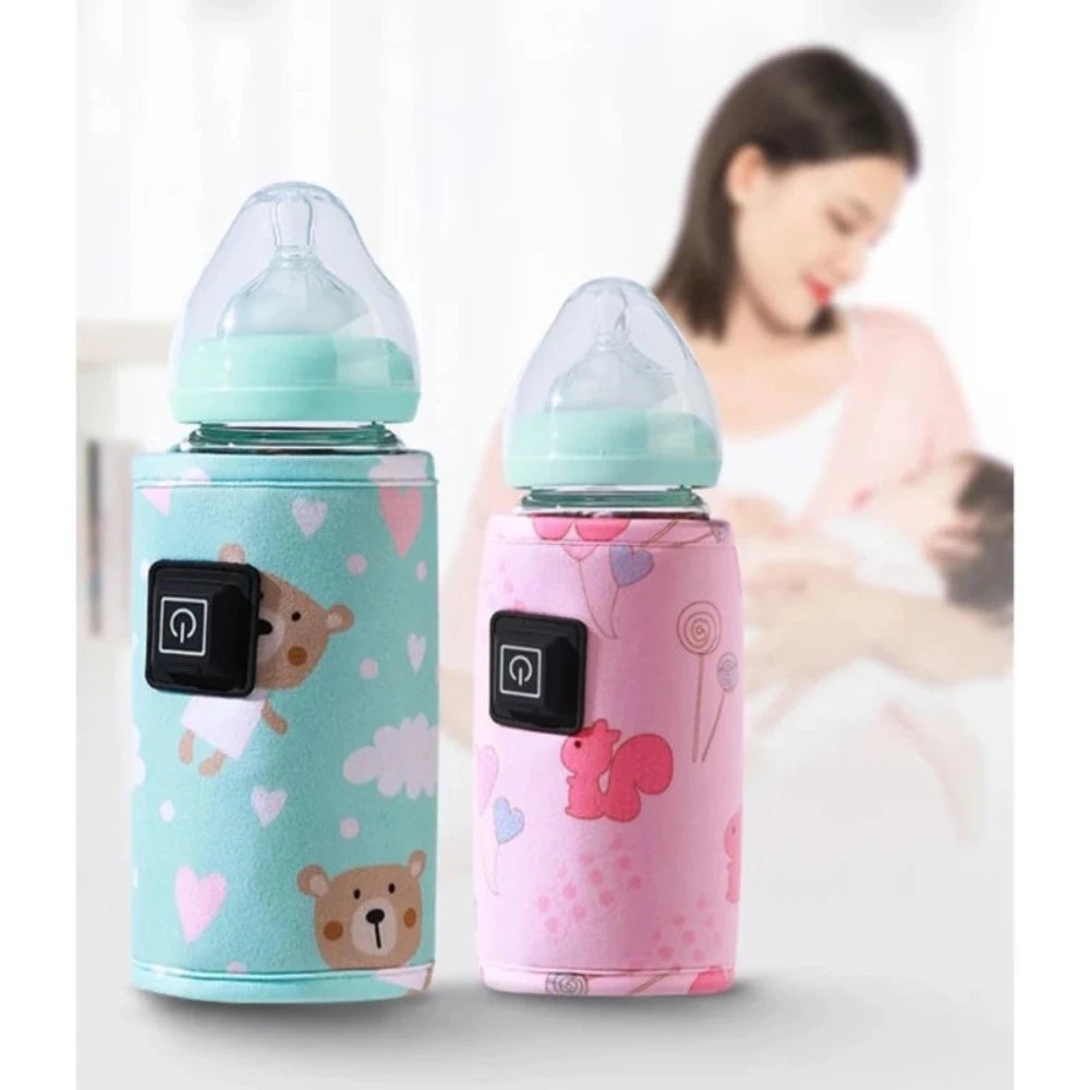 Mamadeira infantil com capa aquecida de leite materno,.