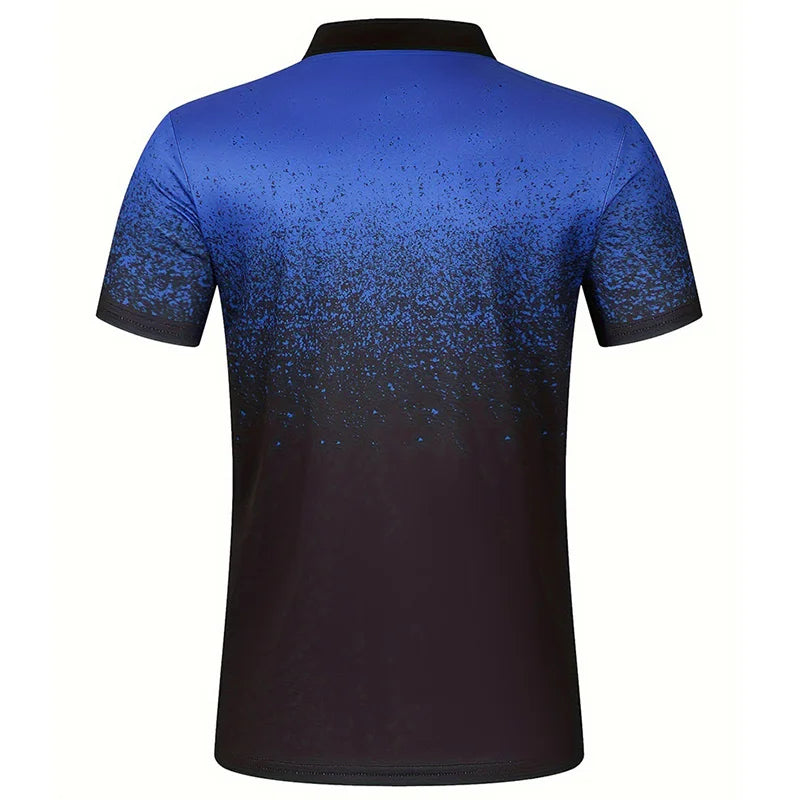 Camisa masculina polo listrada com estampa digital 3D manga curta