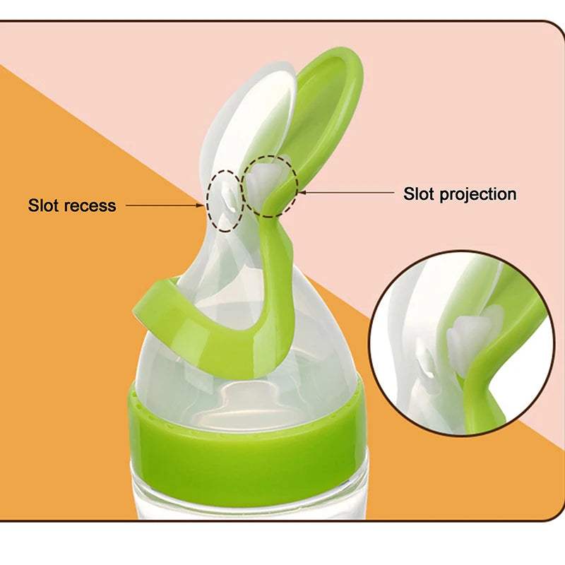 Mamadeira de silicone para treinamento de recém-nascidos, colher de cereal de arroz.