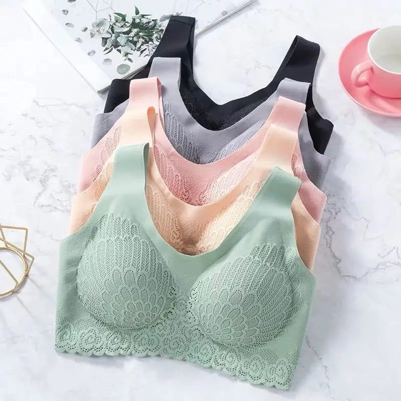 Roupa íntima feminina de látex, plus size, sem costura, sem anel de aço, colete esportivo, anti-flacidez, sutiã para dormir