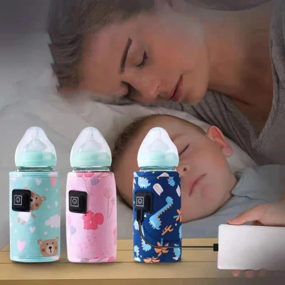 Mamadeira infantil com capa aquecida de leite materno,.