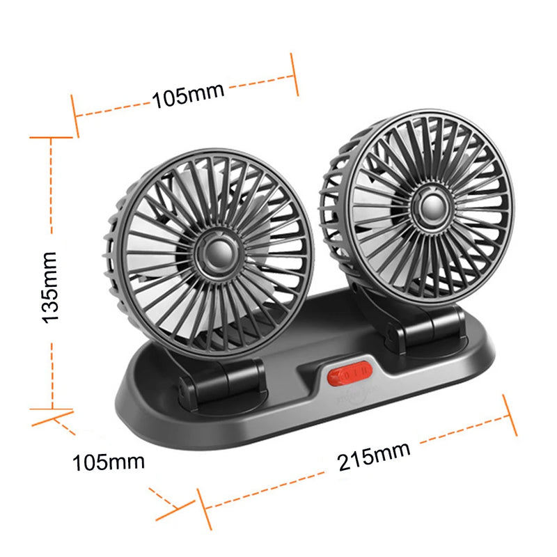 Ventilador de veículos automotivos 5V 12V 24V Dual Head Usb Dupla  Ventilaçâo.