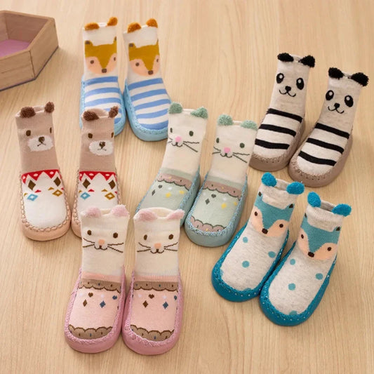 Meias Sapato animais fofos,  Antiderrapante, para bebês, meninas e meninos.
