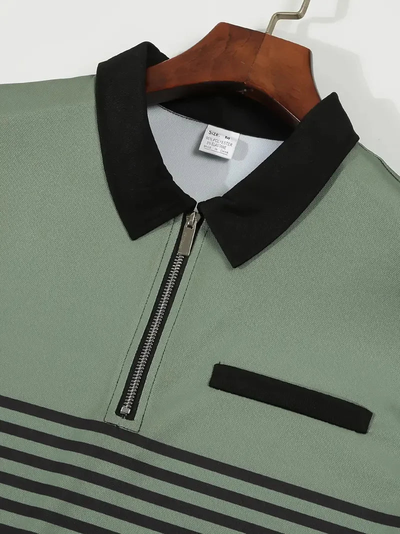 Camisa masculina polo listrada com estampa digital 3D manga curta