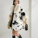 Sobretudo Feminino Inverno Estampa Leopardo com Gola Alta e Mangas Morcego