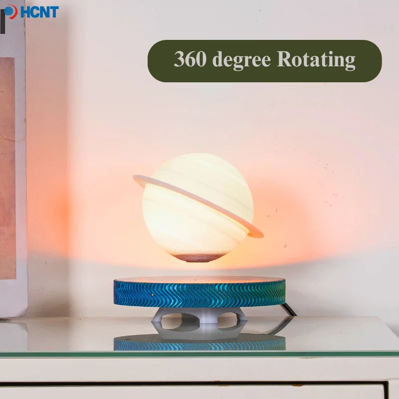 Luminária Saturno 3D Flutuante – Lâmpada de Levitação Magnética com Base Iluminada, Design Exclusivo para Decoração de Casa e Escritório