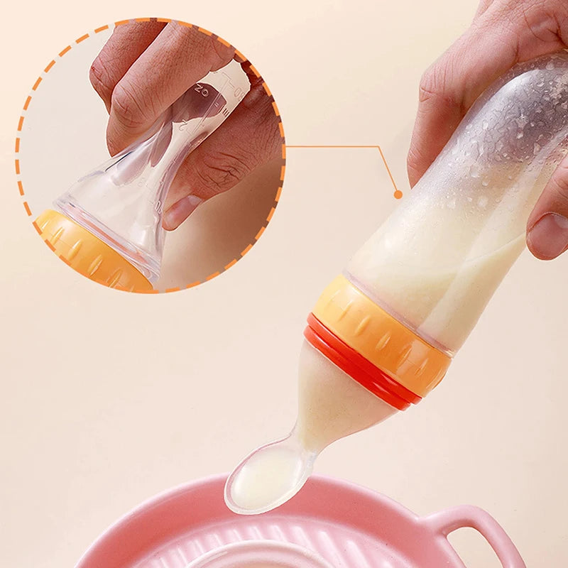 Mamadeira de silicone para treinamento de recém-nascidos, colher de cereal de arroz.
