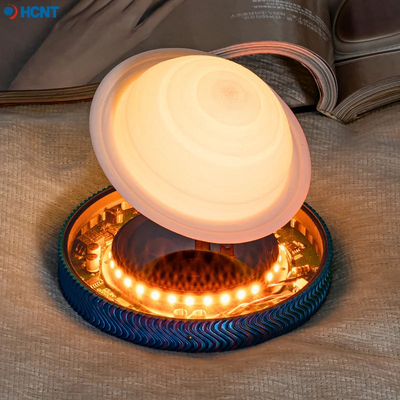 Luminária Saturno 3D Flutuante – Lâmpada de Levitação Magnética com Base Iluminada, Design Exclusivo para Decoração de Casa e Escritório