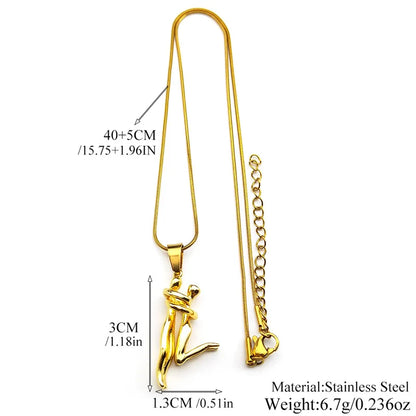 Couple Hugging Pendant Necklace For Women Men Stainless Steel Gold Color Hiphop Sports Love Chain Jewelry Valentine's Day Gift