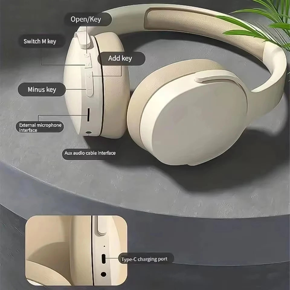 Fone de Ouvido P2961 Sem Fio Bluetooth 5.3 - Áudio Hi-Fi, Microfone e Design para Jogos.