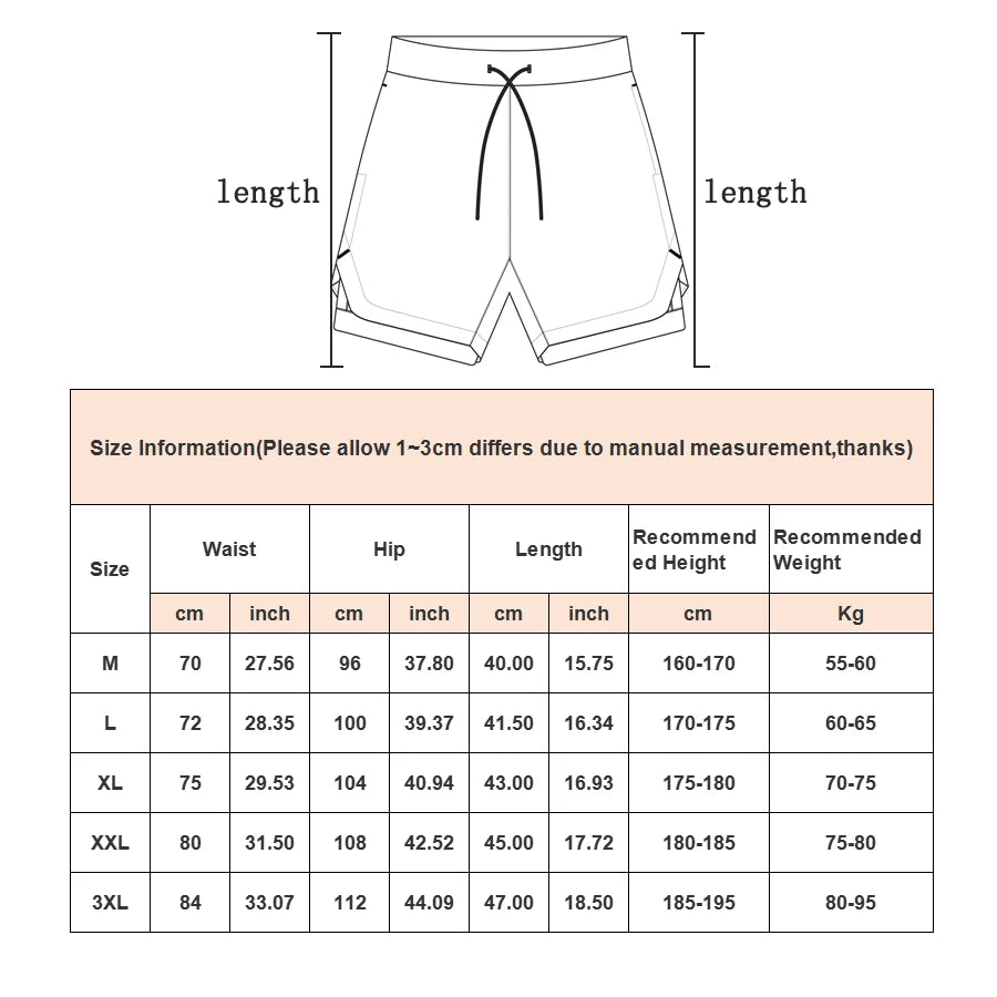 shorts de corrida dos homens ginásio esportes shorts 2 em 1 treino secagem rápida ginásio fitness jogging calças curtas verão shorts.