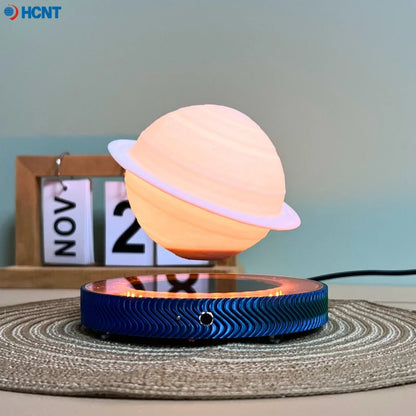 Luminária Saturno 3D Flutuante – Lâmpada de Levitação Magnética com Base Iluminada, Design Exclusivo para Decoração de Casa e Escritório