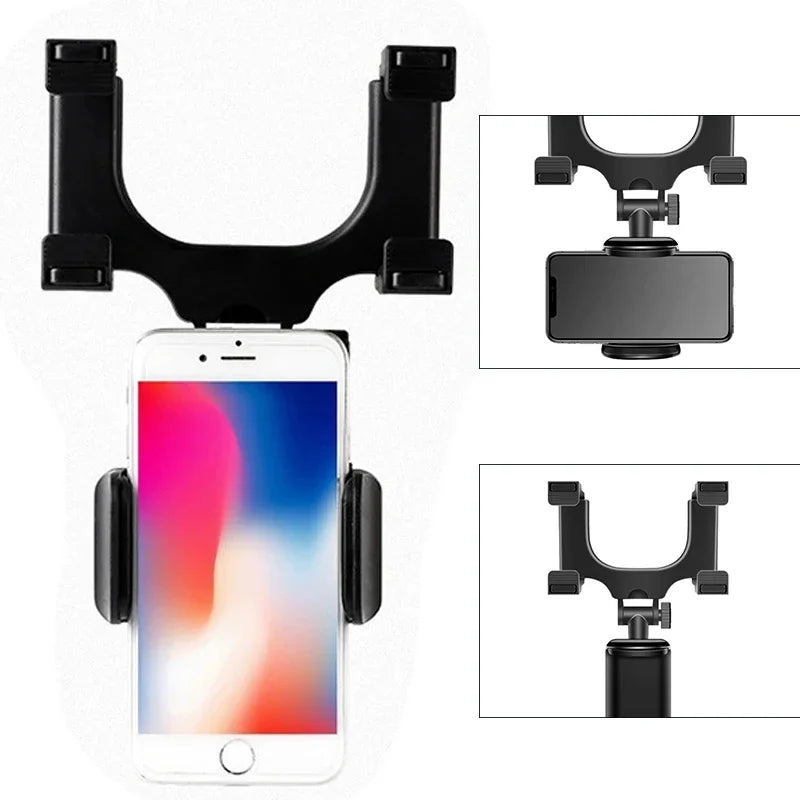 Suporte celular veicular automático encaixado no retrovisor carro caminhão Gps 360°.
