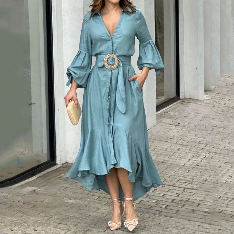 Vestido Elegânce Naupang-stilo Casual com Toque Sofisticado.