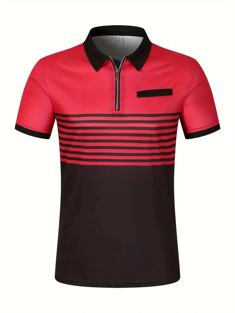 Camisa masculina polo listrada com estampa digital 3D manga curta