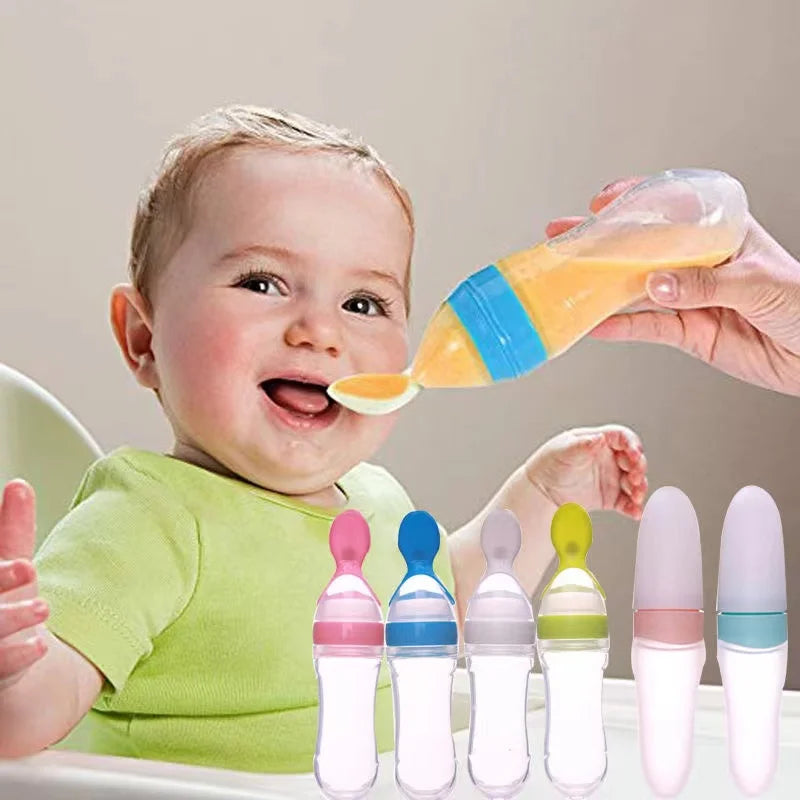 Mamadeira de silicone para treinamento de recém-nascidos, colher de cereal de arroz.