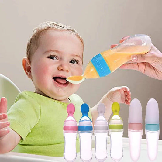 Mamadeira de silicone para treinamento de recém-nascidos, colher de cereal de arroz.