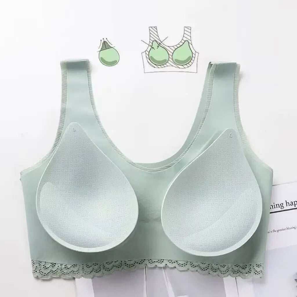 Roupa íntima feminina de látex, plus size, sem costura, sem anel de aço, colete esportivo, anti-flacidez, sutiã para dormir