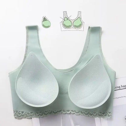 Roupa íntima feminina de látex, plus size, sem costura, sem anel de aço, colete esportivo, anti-flacidez, sutiã para dormir