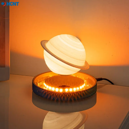 Luminária Saturno 3D Flutuante – Lâmpada de Levitação Magnética com Base Iluminada, Design Exclusivo para Decoração de Casa e Escritório