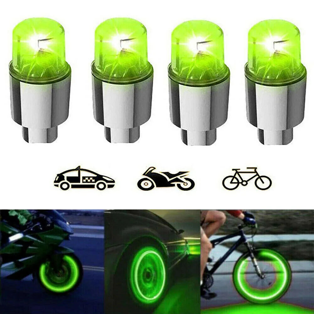 4 peças led luzes de roda acessórios para bicicleta carro motocicleta à prova d'água.