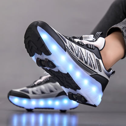 Tênis de Rodinha Infantil com LED Azul – Recarregável e Super Confortável