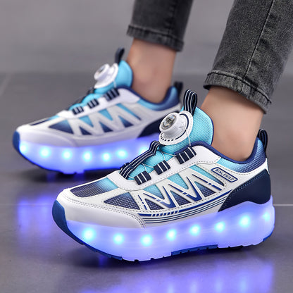 Tênis de Rodinha Infantil com LED Azul – Recarregável e Super Confortável