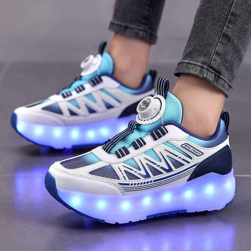 Tênis de Rodinha Infantil com LED Azul – Recarregável e Super Confortável