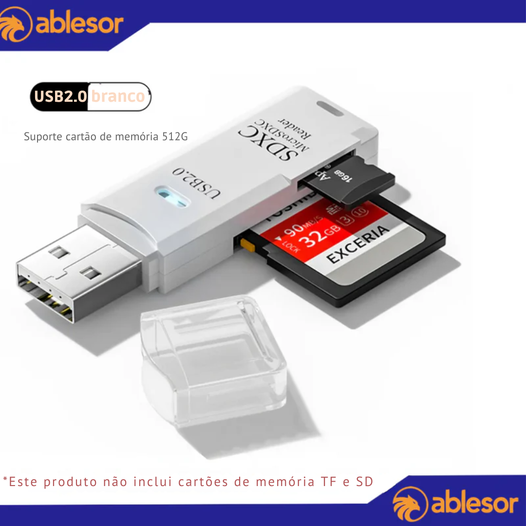 Leitor de Cartão 2 em 1 USB 3.0 Leitor de Cartão Micro SD Adaptador USB de Alta Velocidade Cartão de Memória TF Para PC Lapto.