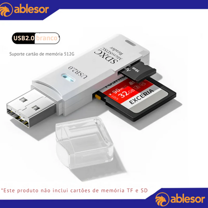 Leitor de Cartão 2 em 1 USB 3.0 Leitor de Cartão Micro SD Adaptador USB de Alta Velocidade Cartão de Memória TF Para PC Lapto.