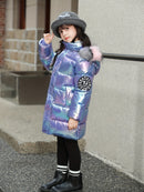 Casaco Infantil Feminino Ombre com Capuz – Quentinho, Longo e Estiloso para o Inverno