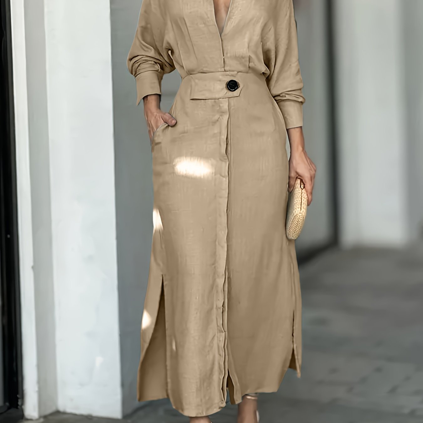 Vestido Midi Plus Size com Botões – Manga Longa e Caimento Confortável para o Dia a Dia