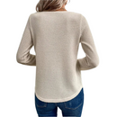 Blusas de renda feminina, Gola redonda de Manga comprida.