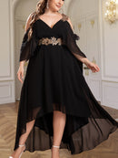 Vestido Longo em Chiffon com Decote V Max Dress