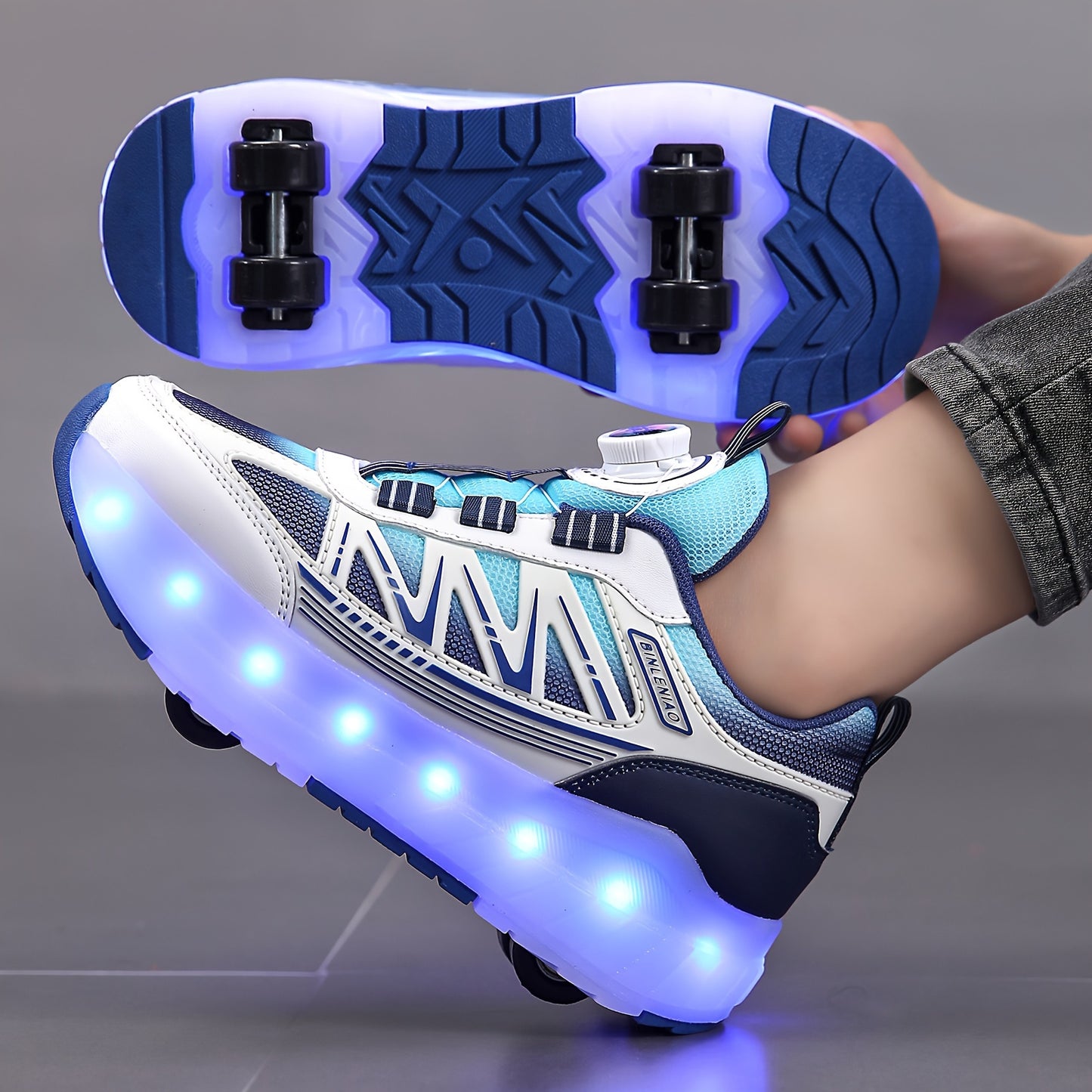 Tênis de Rodinha Infantil com LED Azul – Recarregável e Super Confortável
