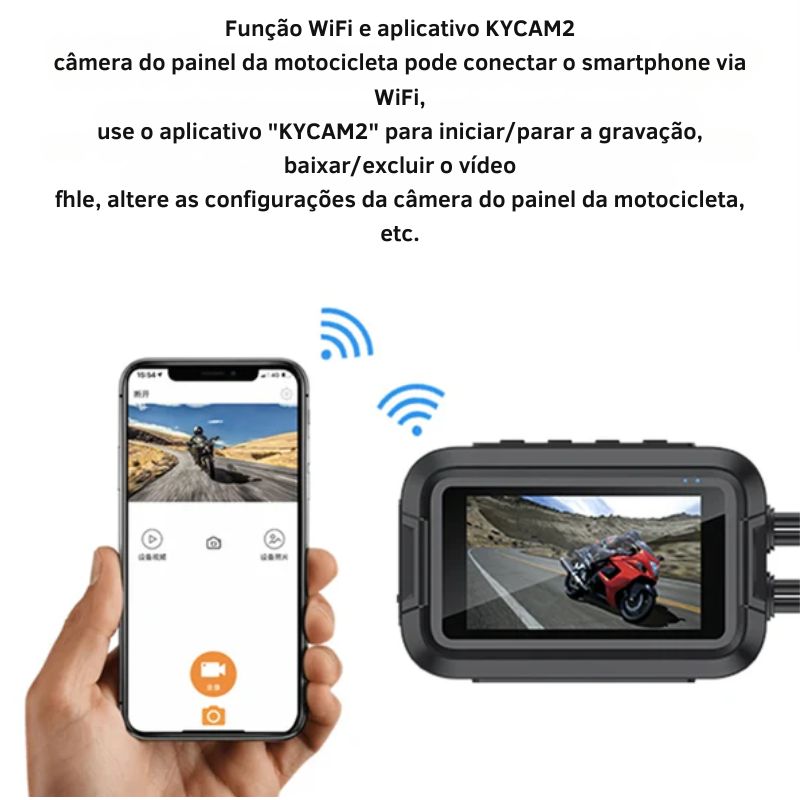 Câmera de moto WiFi Dual 1080P WiFi GPS à prova d'água.