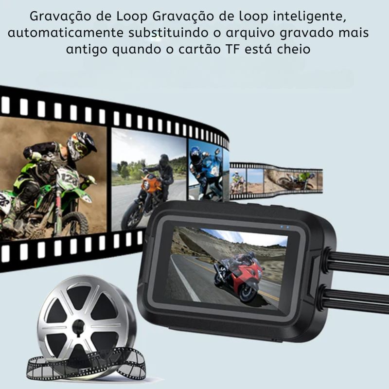 Câmera de moto WiFi Dual 1080P WiFi GPS à prova d'água.