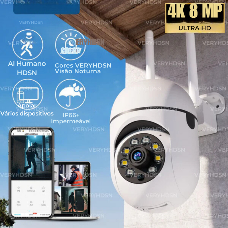 Câmera de vigilância de segurança sem fio de 8 MP PTZ Wifi IP .