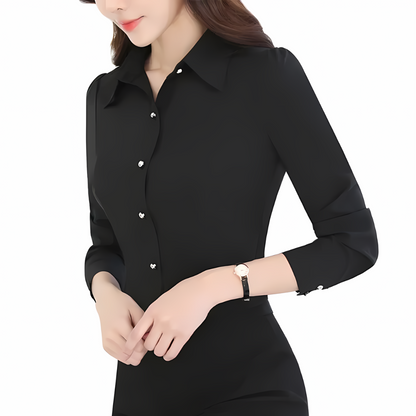 Camisa Social Feminina  Manga  Longa  Slim