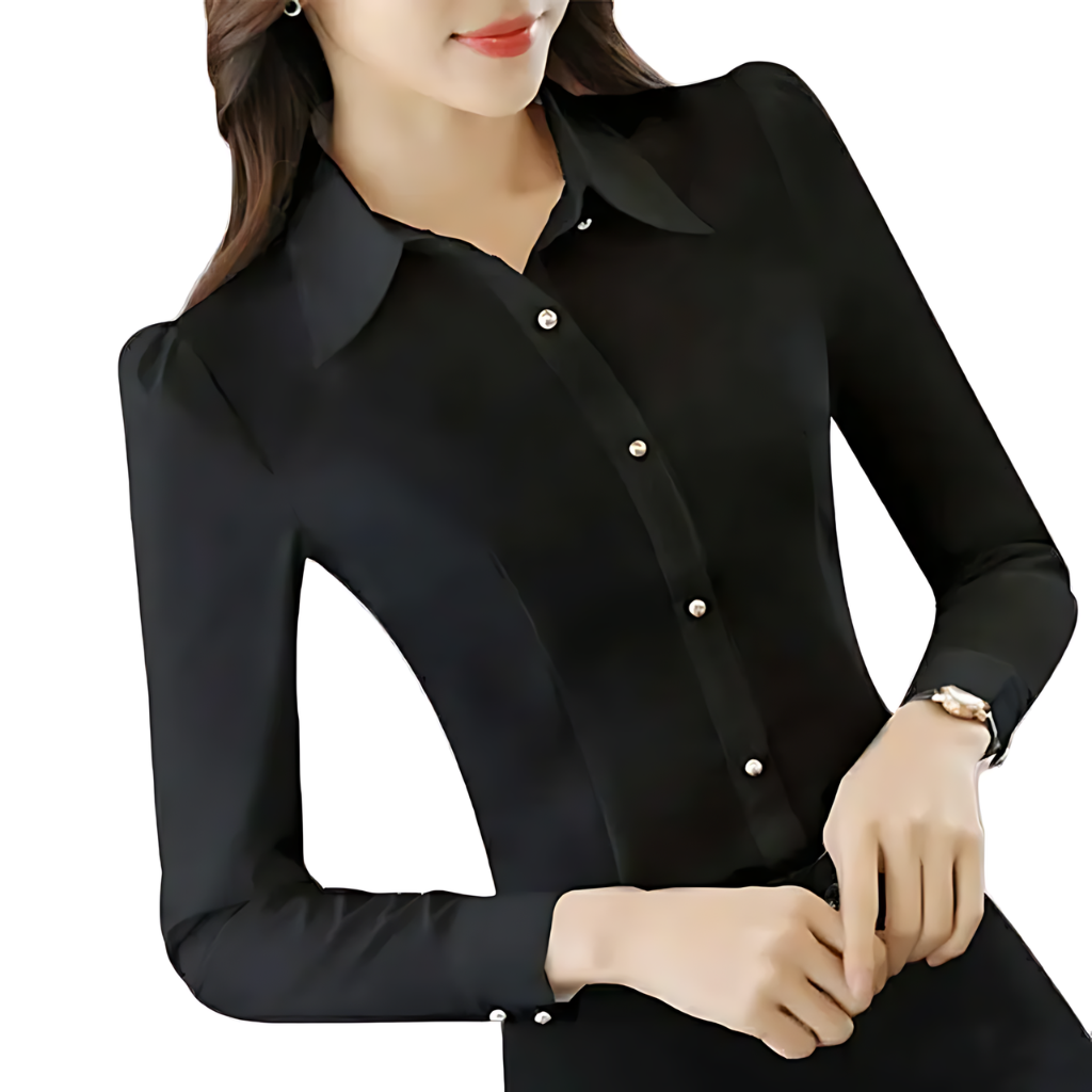 Camisa Social Feminina  Manga  Longa  Slim