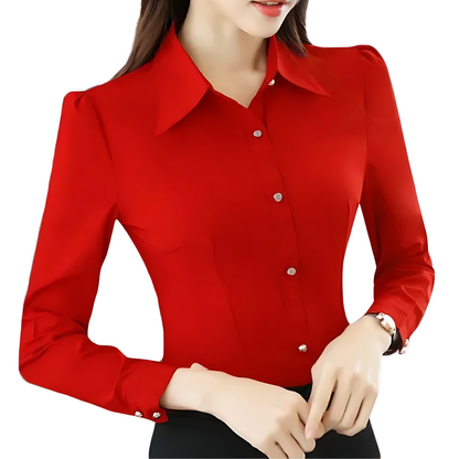 Camisa Social Feminina  Manga  Longa  Slim